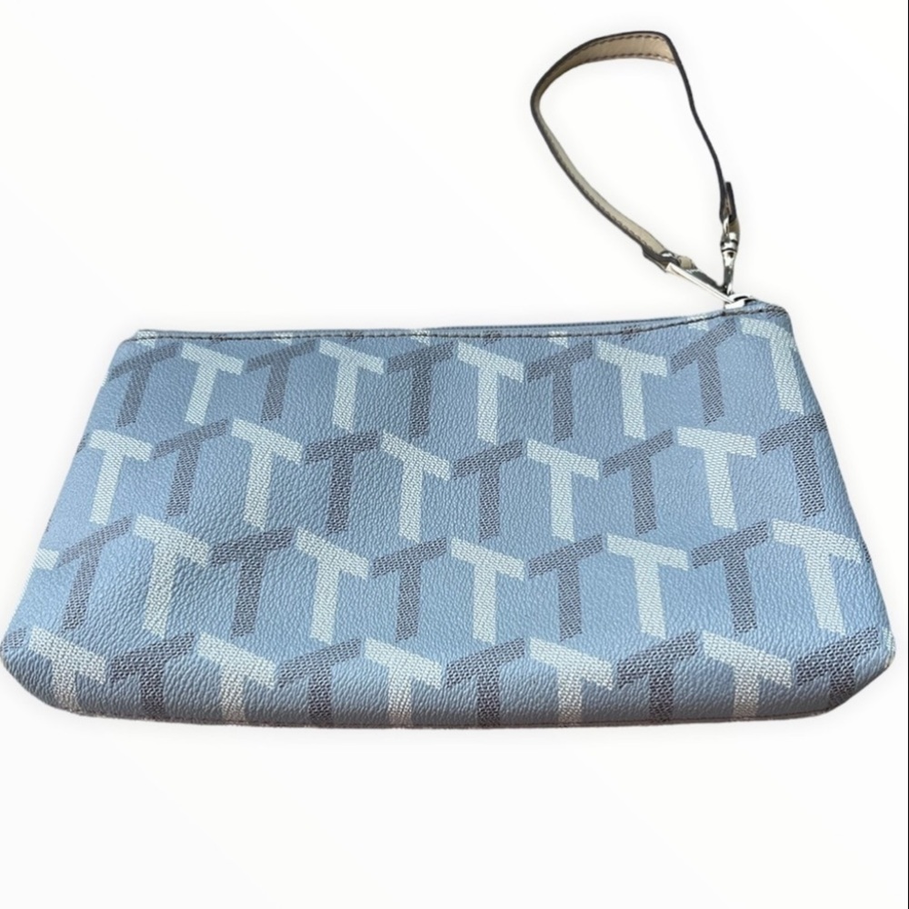 Tignanello Wristlet Blue with Grey & White Logo OS